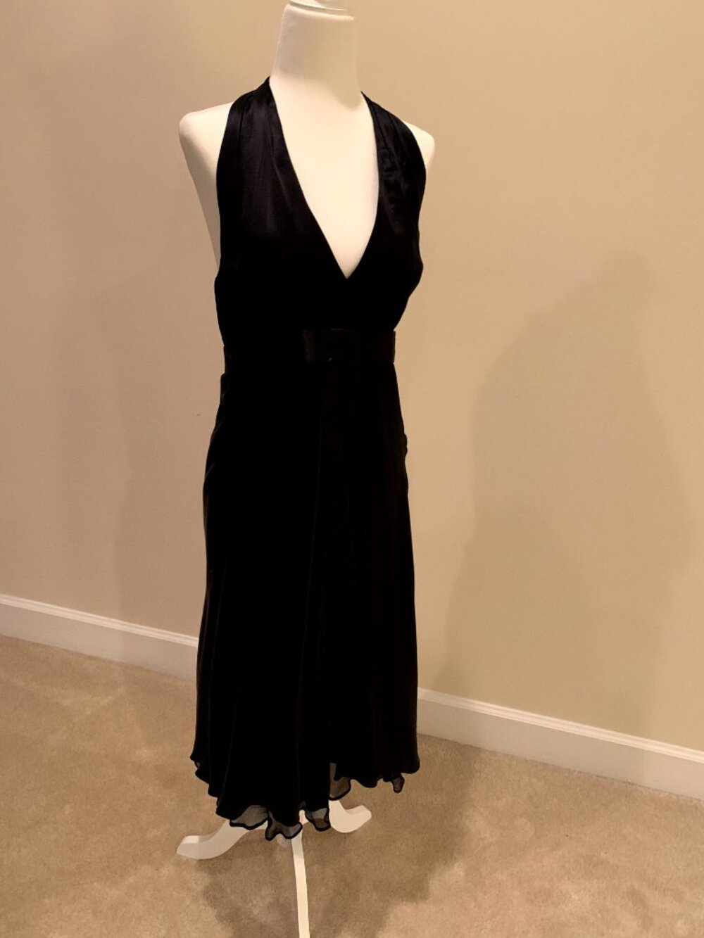 Donna Ricco Black Silk Halter Cocktail Dress NWOT 4p